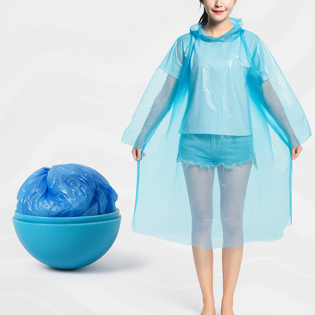 Disposable Raincoat with Ball Case – Emergency Waterproof Poncho for Boys & Girls (Multicolor)