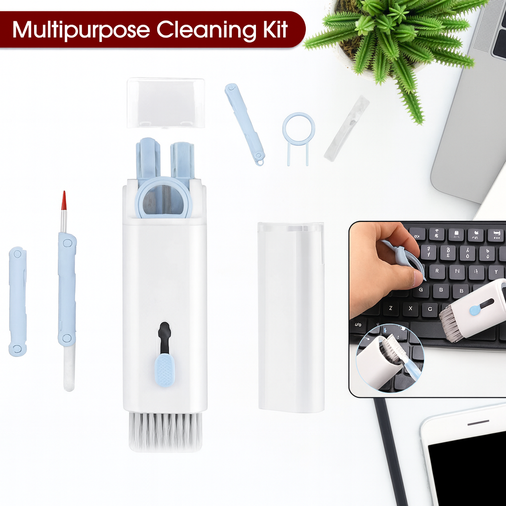 Multipurpose 7-in-1 Cleaning Kit for Keyboard, Earbuds, Screens & Gadgets