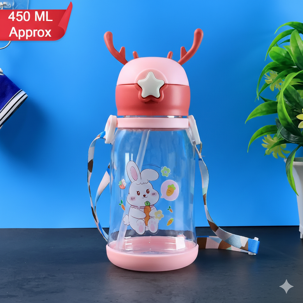 Cute Cartoon Water Bottle Approx 450ml (1 Pc)