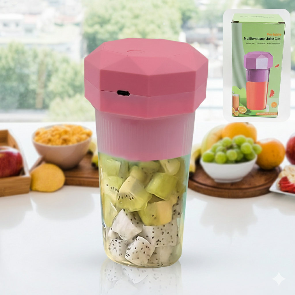 USB Rechargeable Portable Electric Juicer Cup – 6 Blade Blender (350 ml)